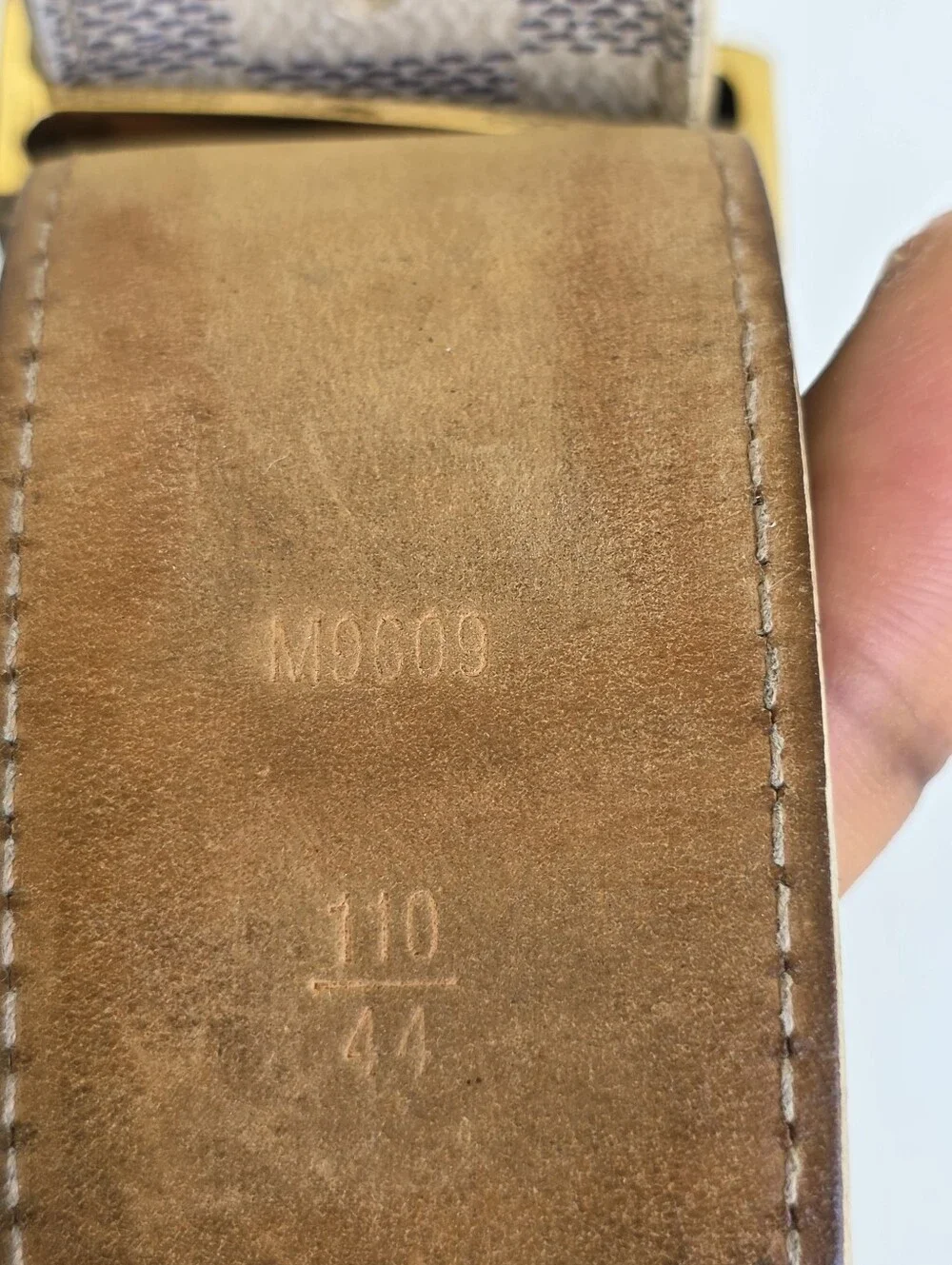 Authentic Louis Vuitton Damier Azur LV Initials Belt Gold Buckle Unisex